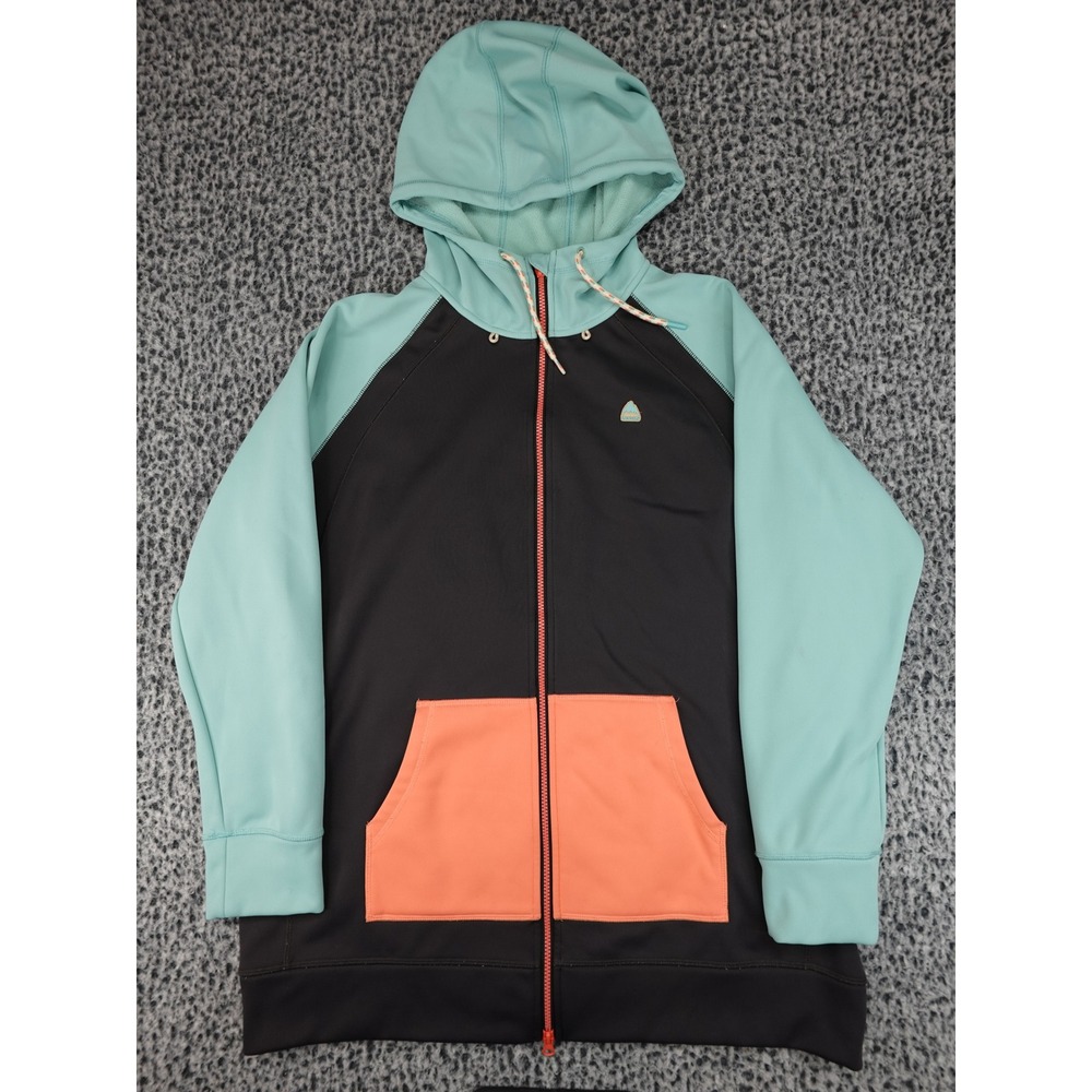 Burton Crown Bonded Long FZ‎ Hoodie Womens XXL Black Mint Green Excellent Zip Up